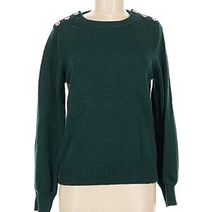 J. Crew Dark Green Sweater with Shoulder Buttons